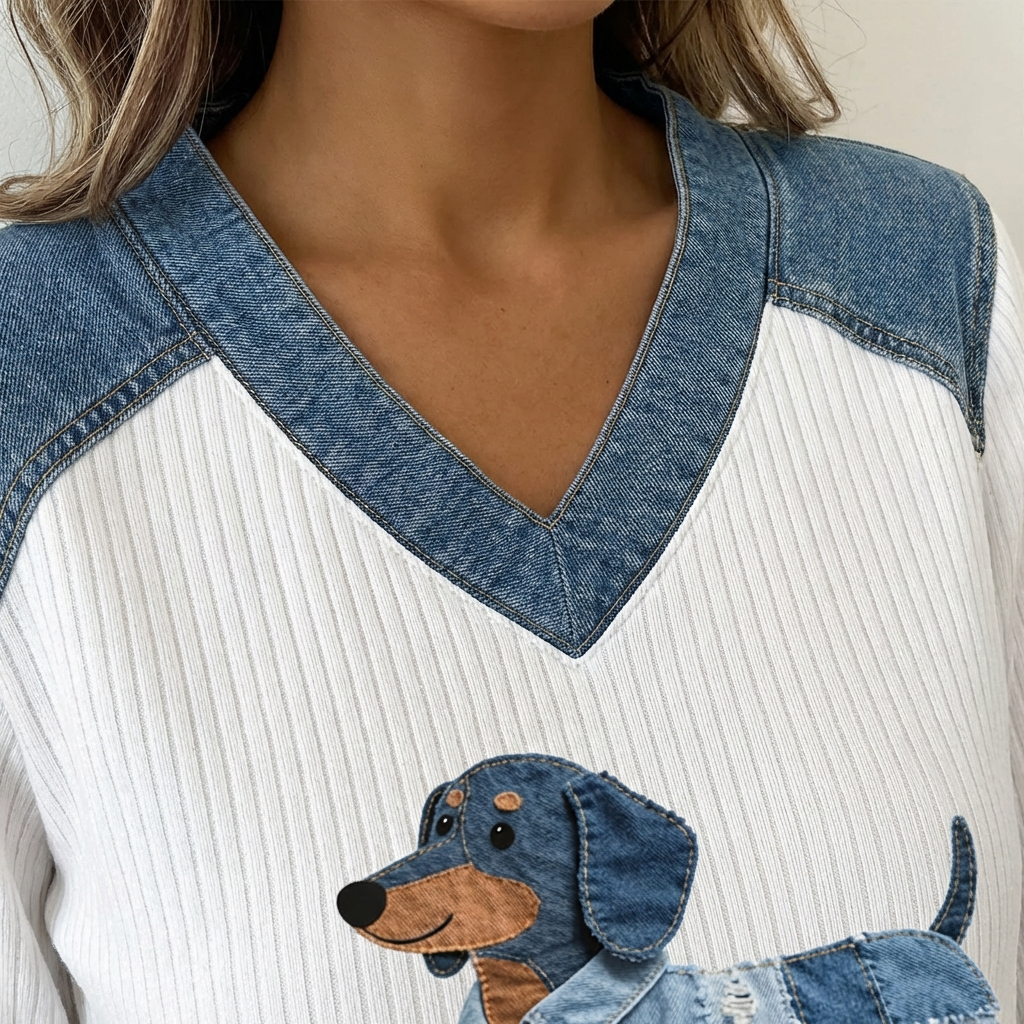 Stella™ | Kunstnerisk denim-patchwork topp