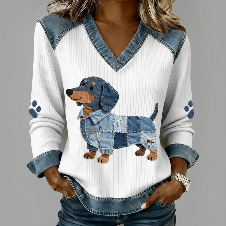 Stella™ | Kunstnerisk denim-patchwork topp