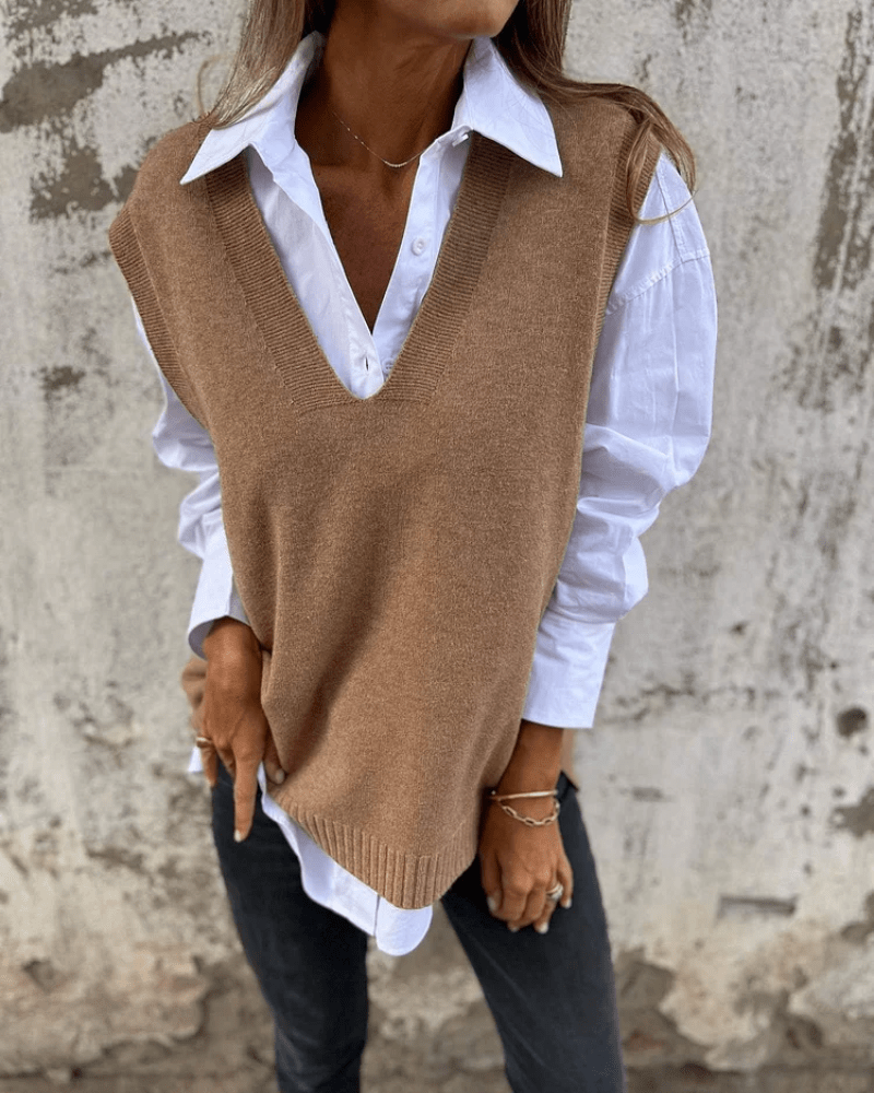 Violaine – Strikket ermeløs cardigan