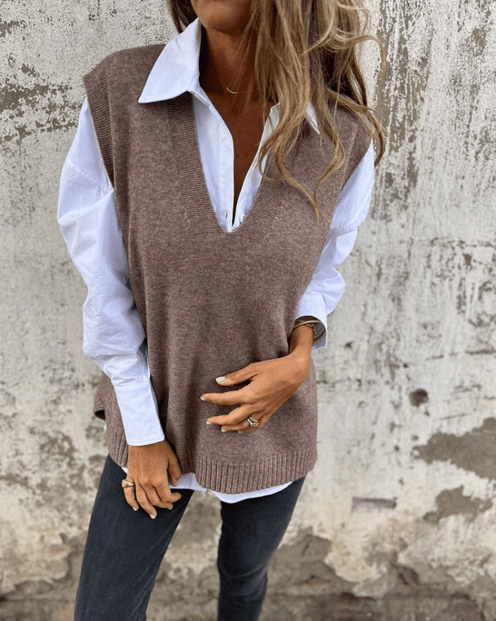 Violaine – Strikket ermeløs cardigan