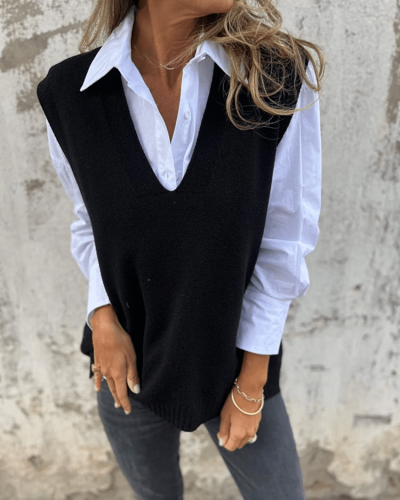 Violaine – Strikket ermeløs cardigan
