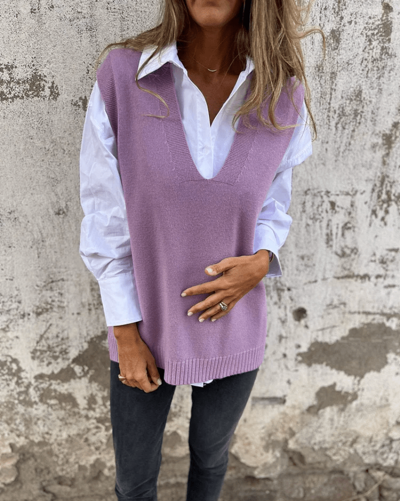Violaine – Strikket ermeløs cardigan