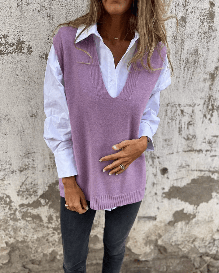 Violaine – Strikket ermeløs cardigan