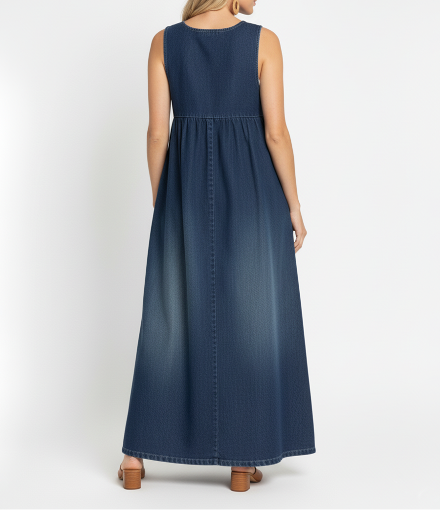 Ronja - Vintage Maksikjole i Dongeristoff
