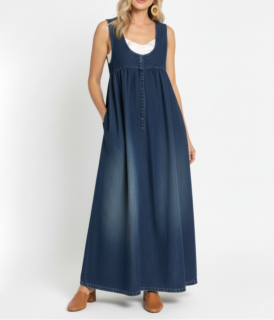 Ronja - Vintage Maksikjole i Dongeristoff