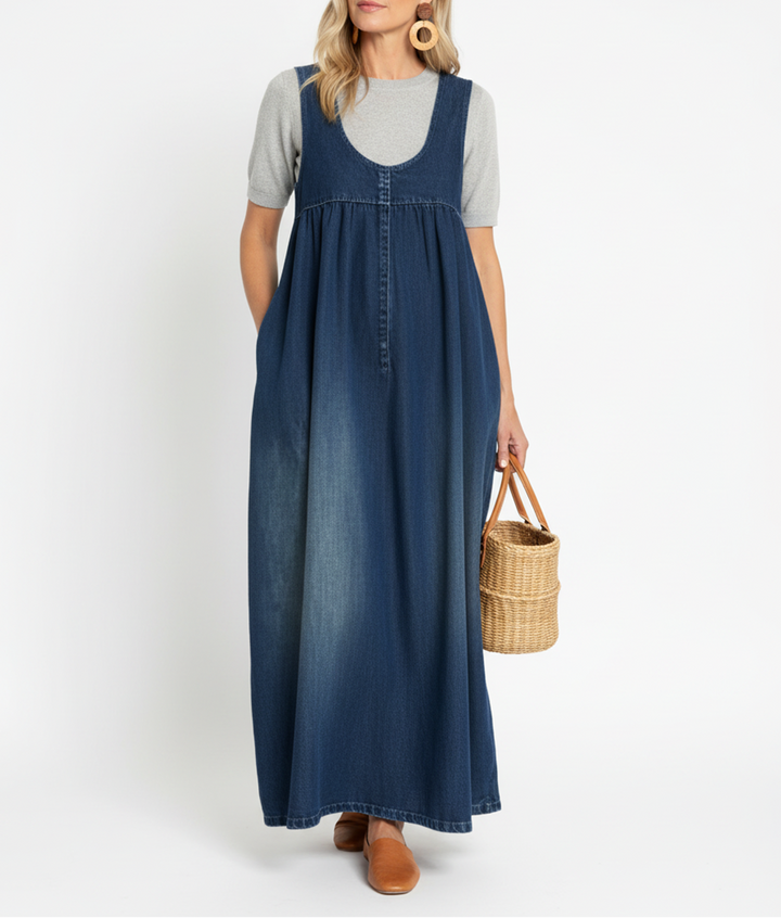 Ronja - Vintage Maksikjole i Dongeristoff