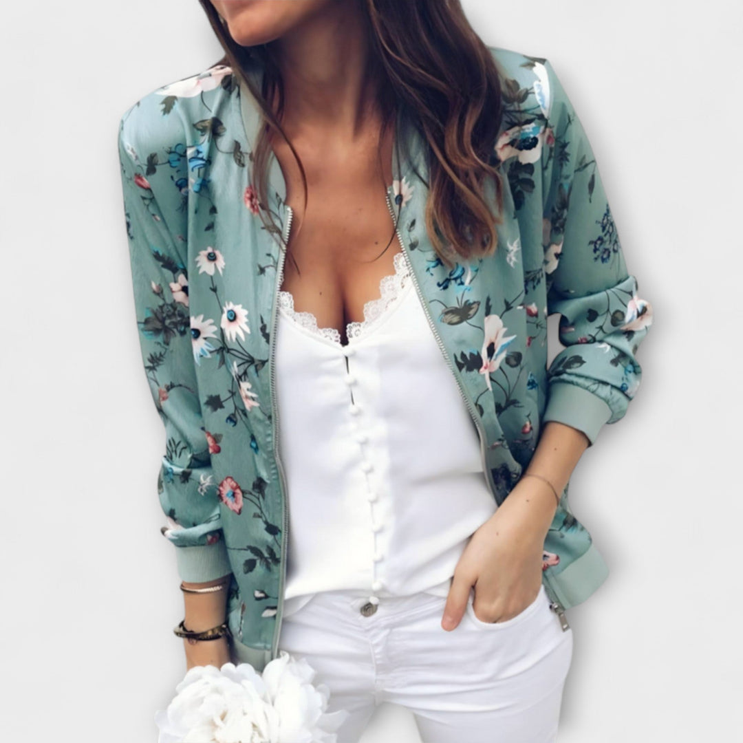 Andreia - Stilig bomberjakke med blomsterdesign