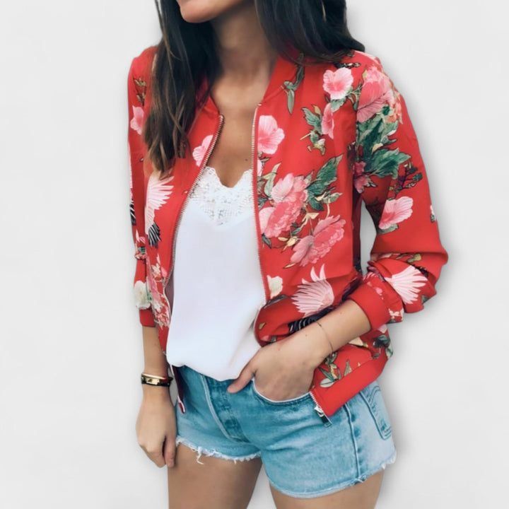 Andreia - Stilig bomberjakke med blomsterdesign