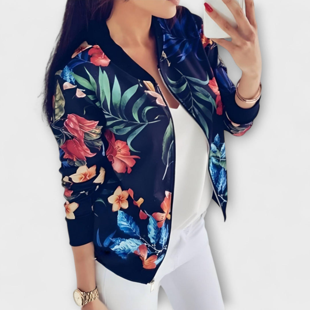 Andreia - Stilig bomberjakke med blomsterdesign