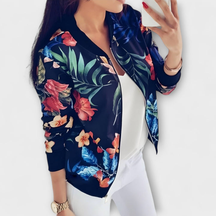 Andreia - Stilig bomberjakke med blomsterdesign