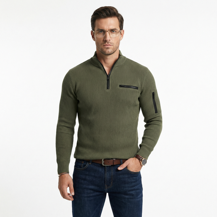 Gusteous herre langermet polo-skjorte med glidelås – sporty stil polo