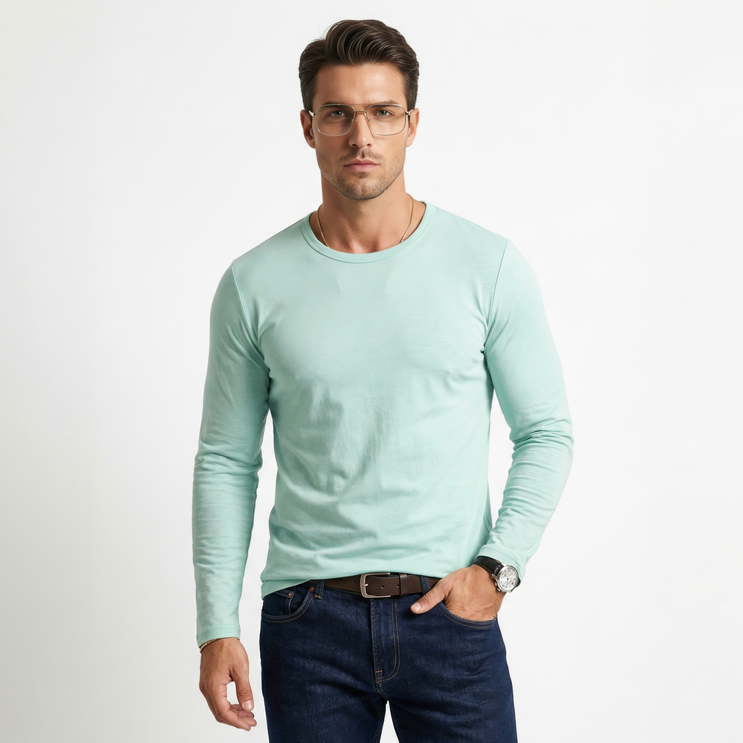 Herre slim fit langermet skjorte med fleksibel komfort