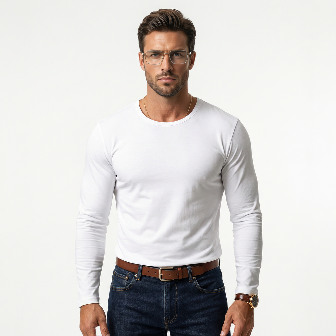 Herre slim fit langermet skjorte med fleksibel komfort