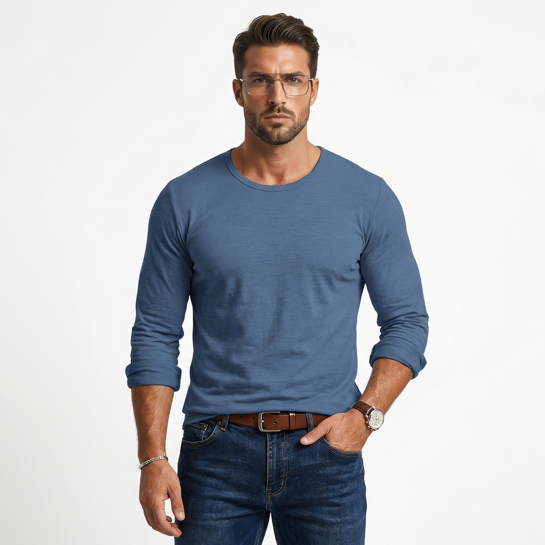 Herre slim fit langermet skjorte med fleksibel komfort