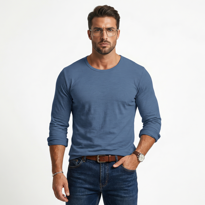 Herre slim fit langermet skjorte med fleksibel komfort