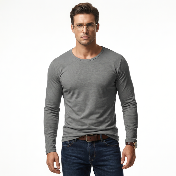 Herre slim fit langermet skjorte med fleksibel komfort