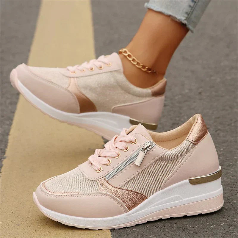Nye ortopediske sneakers for kvinner med snøring og glidelås på siden