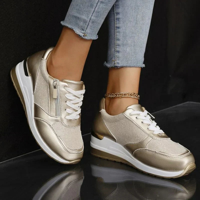Nye ortopediske sneakers for kvinner med snøring og glidelås på siden