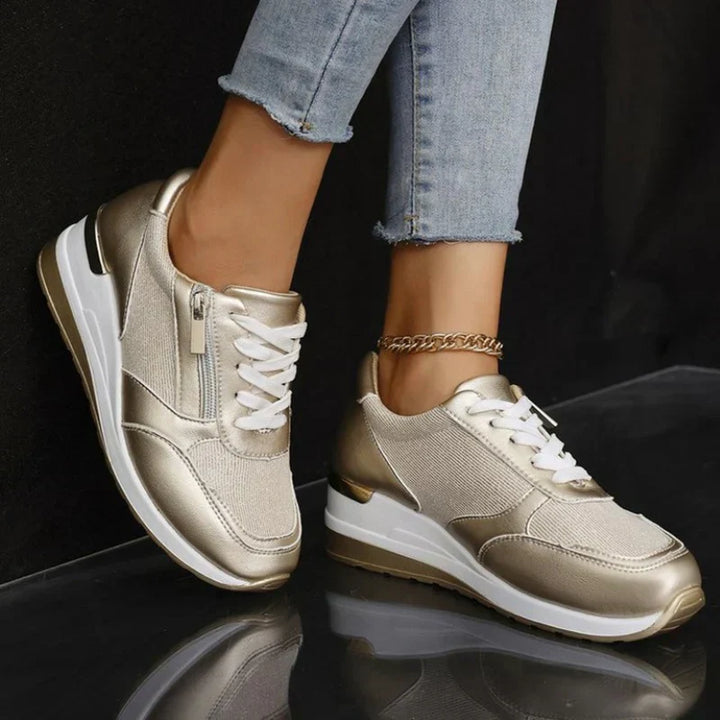 Nye ortopediske sneakers for kvinner med snøring og glidelås på siden