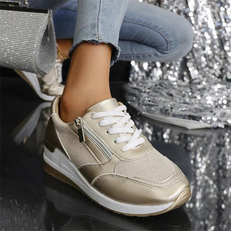 Nye ortopediske sneakers for kvinner med snøring og glidelås på siden