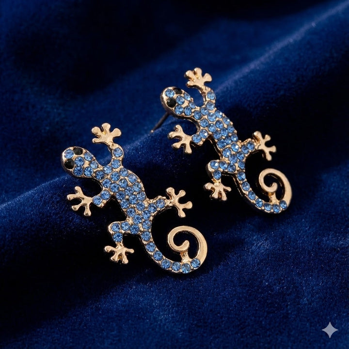 Gecko-øredobber med lykkeamulet – gratis ring | Begrenset tilbud
